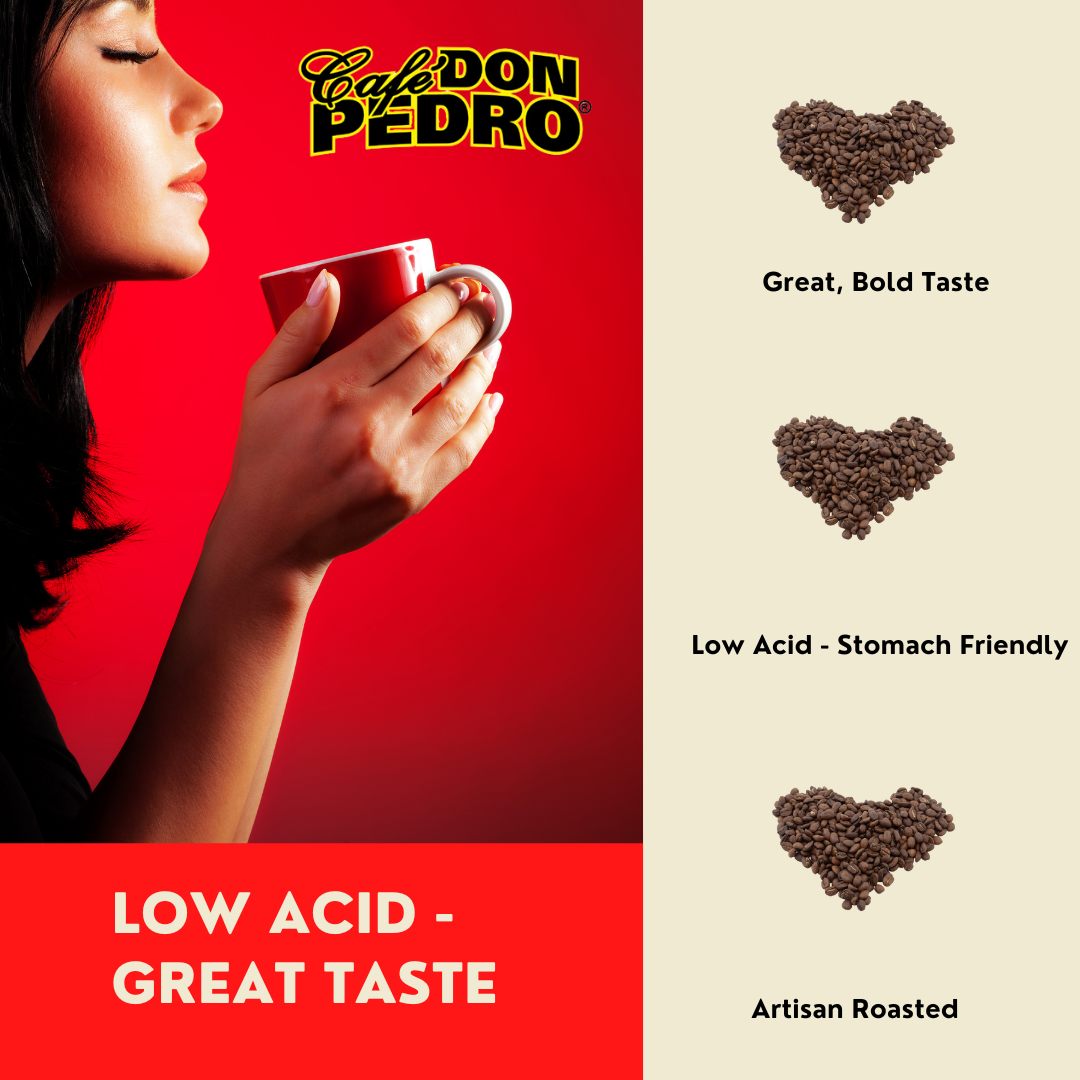 Cafe Don Pedro Breakfast Blend Low-Acid Ground Coffee, 12 oz