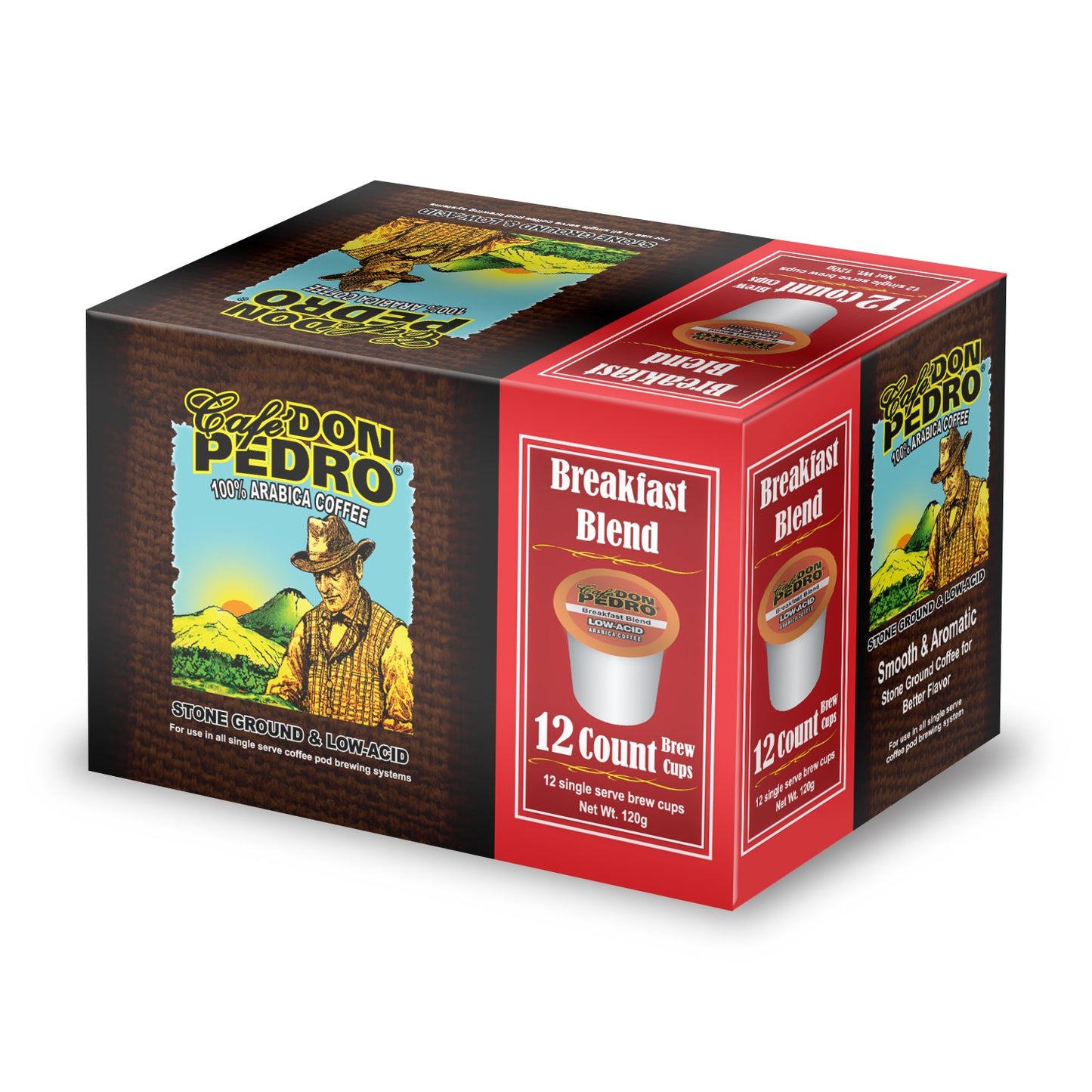 Cafe Don Pedro Assortment Pack Arabica Low-Acid Coffee Pods 72 Ct. For Keurig K-cup maker