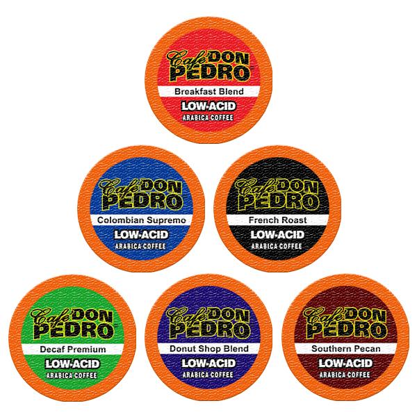 Cafe Don Pedro® K-cup® Assortment Pack 72 ct. (case of 6 boxes; Colombian, Breakfast, French, Pecan, Decaf, Donut)