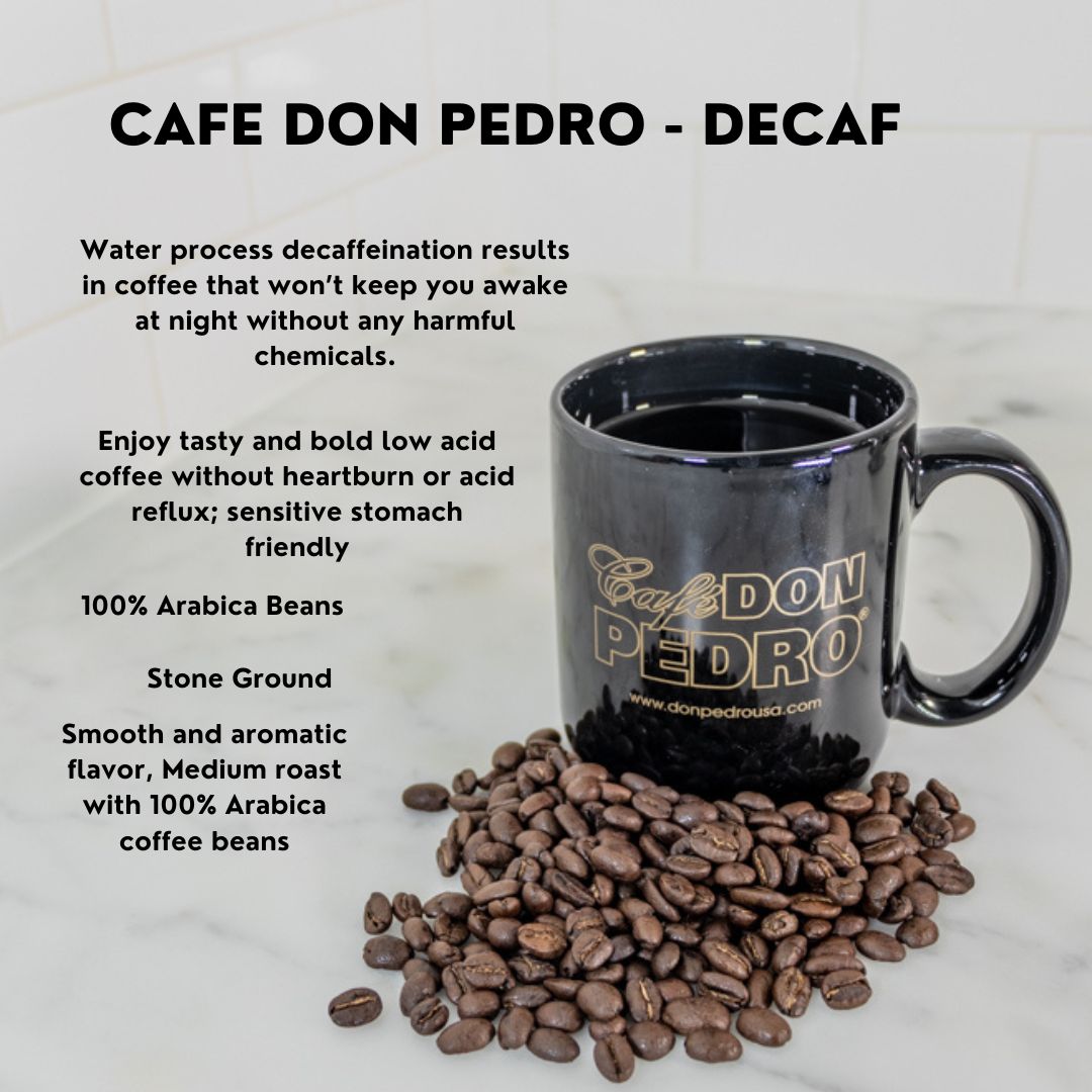 Cafe Don Pedro Decaf Premium Low Acid Coffee Pods - Enjoy Tasty Coffee Without Jitters - Compatible with Keurig K-cup Coffee Maker, 100% Arabica, Battles Heartburn, Acidic Reflux, 72 count